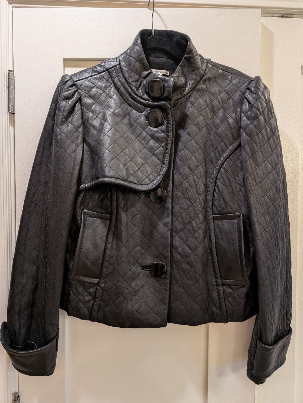 100% Leather Quilted Coat,16